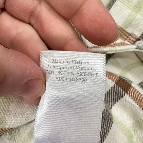 Everlane Oversized Plaid Flannel Shirt Cream Brown Sage Green Women's Size XS - Picture 10 of 12